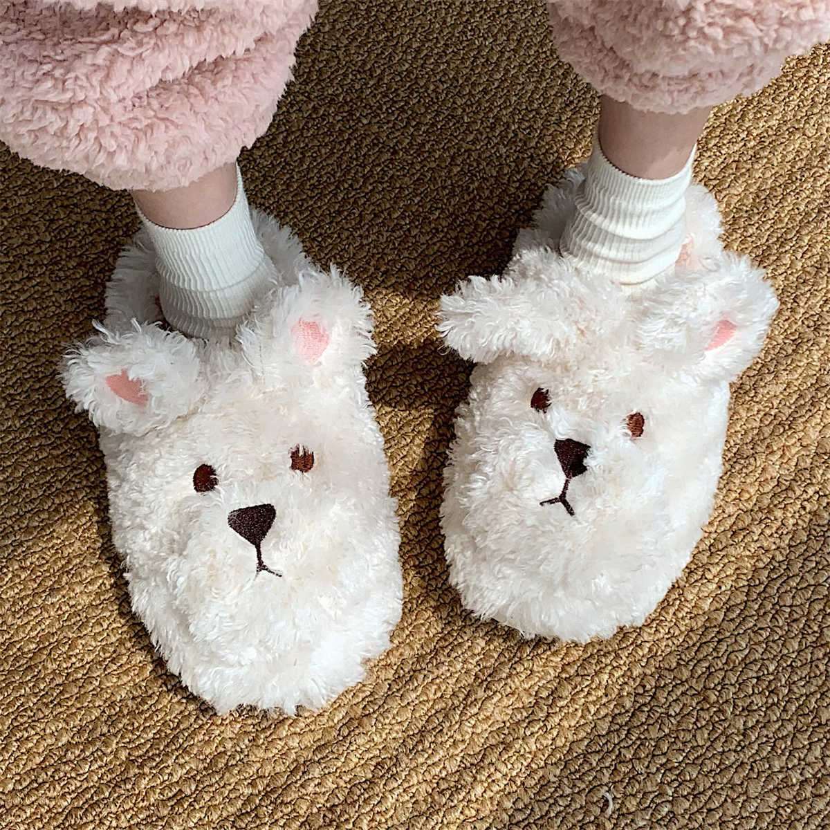 Cartoon Cute Head Cover Plush Slipper