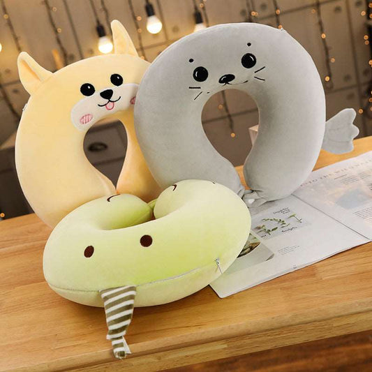 Cute u shaped travel neck pillow memory foam