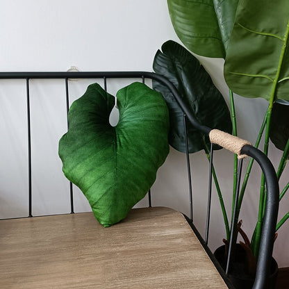 Tropical plant leaf throw pillow Design A