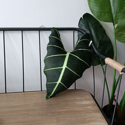 Tropical plant leaf throw pillow Design B