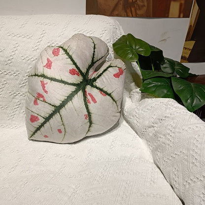 Tropical plant leaf throw pillow Design D