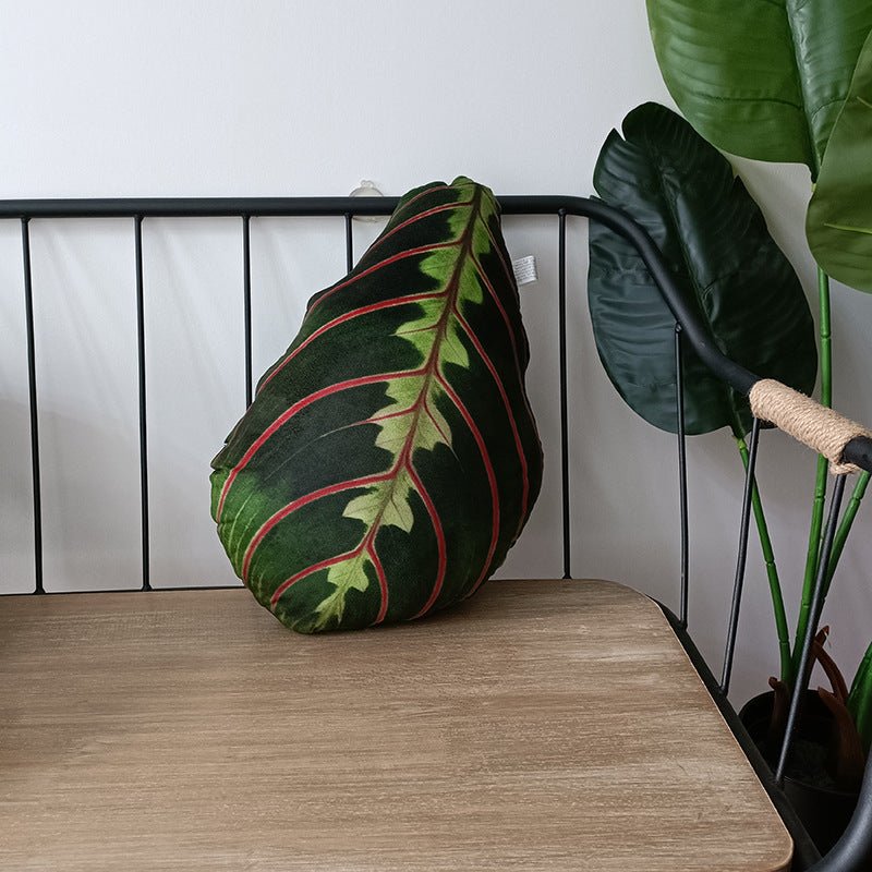 Tropical plant leaf throw pillow Design F