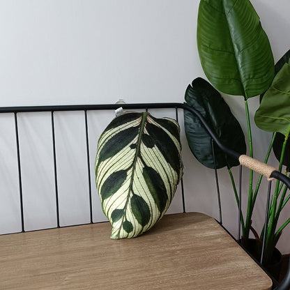 Tropical plant leaf throw pillow Design G