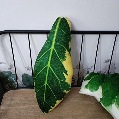 Tropical plant leaf throw pillow Design G1