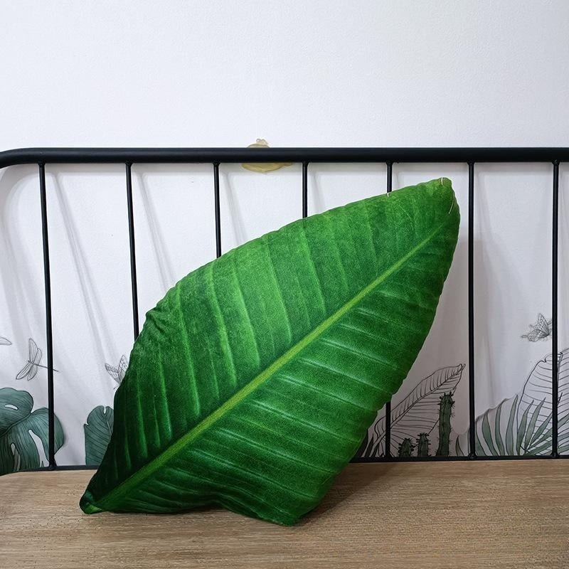 Tropical plant leaf throw pillow Design H1