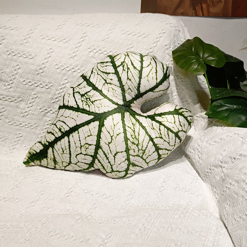Tropical plant leaf throw pillow Design J