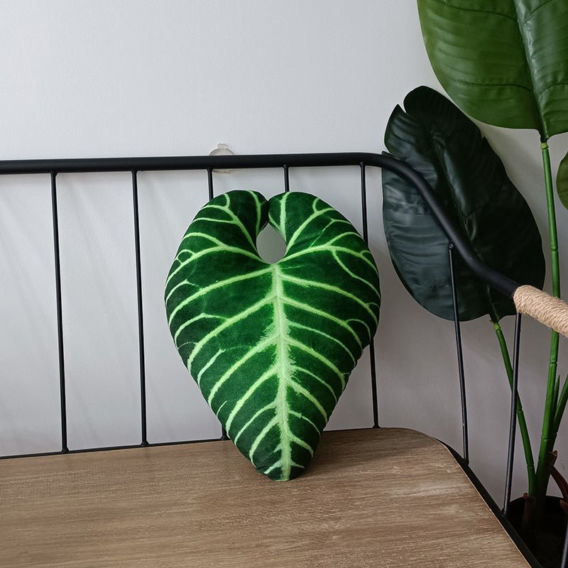 Tropical plant leaf throw pillow Design K