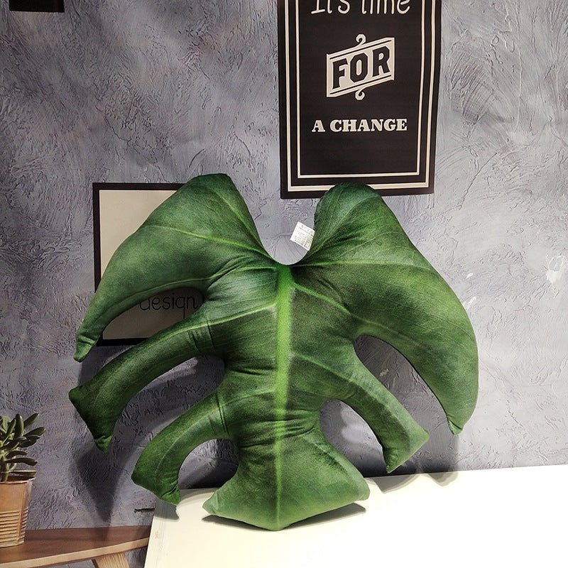 Tropical plant leaf throw pillow Design L