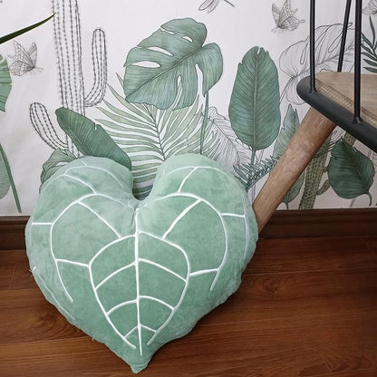 Tropical plant leaf throw pillow Design N