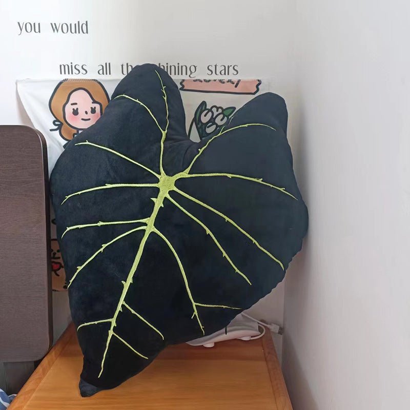 Tropical plant leaf throw pillow Design P