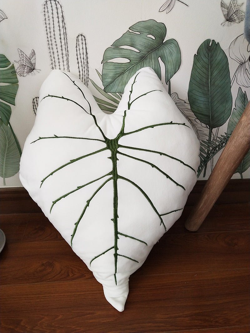 Tropical plant leaf throw pillow Design Q