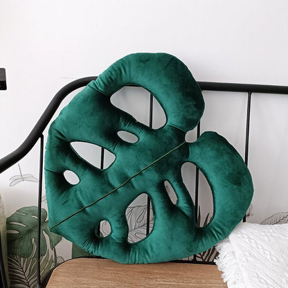 Tropical plant leaf throw pillow Design R