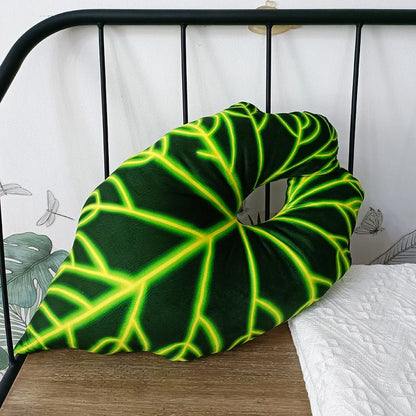 Tropical plant leaf throw pillow Design S
