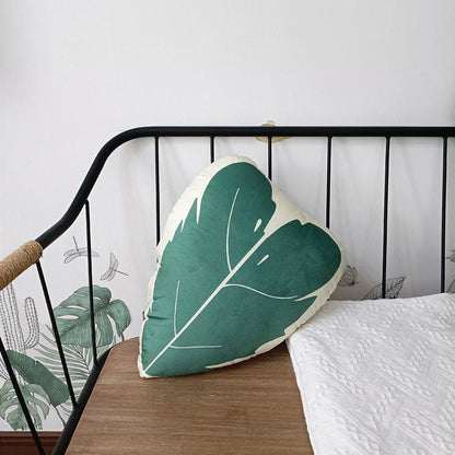 Tropical plant leaf throw pillow Design T