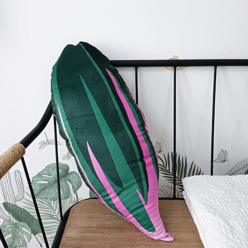 Tropical plant leaf throw pillow Design V