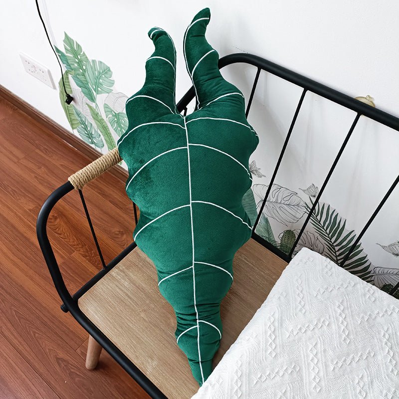 Tropical plant leaf throw pillow Design W
