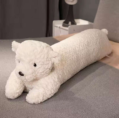 White bear long plush body pillow