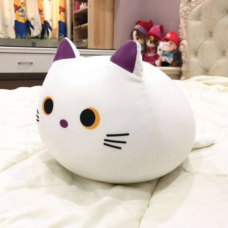White chubby cat plush pillow 32cm