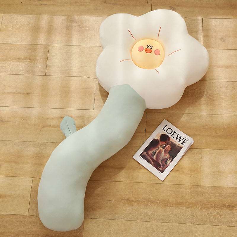 White giant flower plush pillow