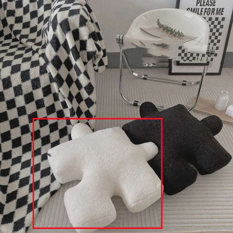 White puzzle piece throw pillow 55x55cm