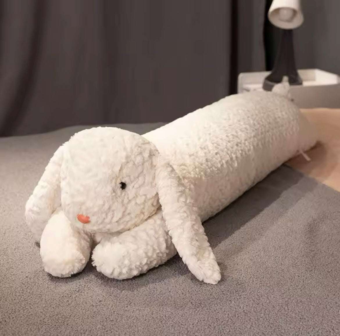 White rabbit long plush body pillow