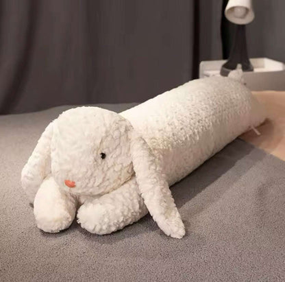 White rabbit long plush body pillow