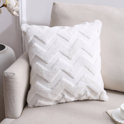 White Wave Nordic geometric cushion 45x45cm