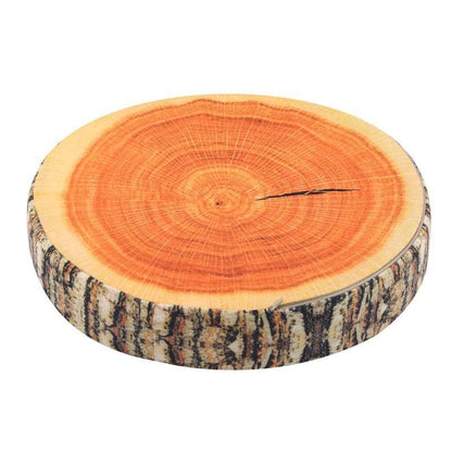 Woodland-inspired tree stump plush cushion